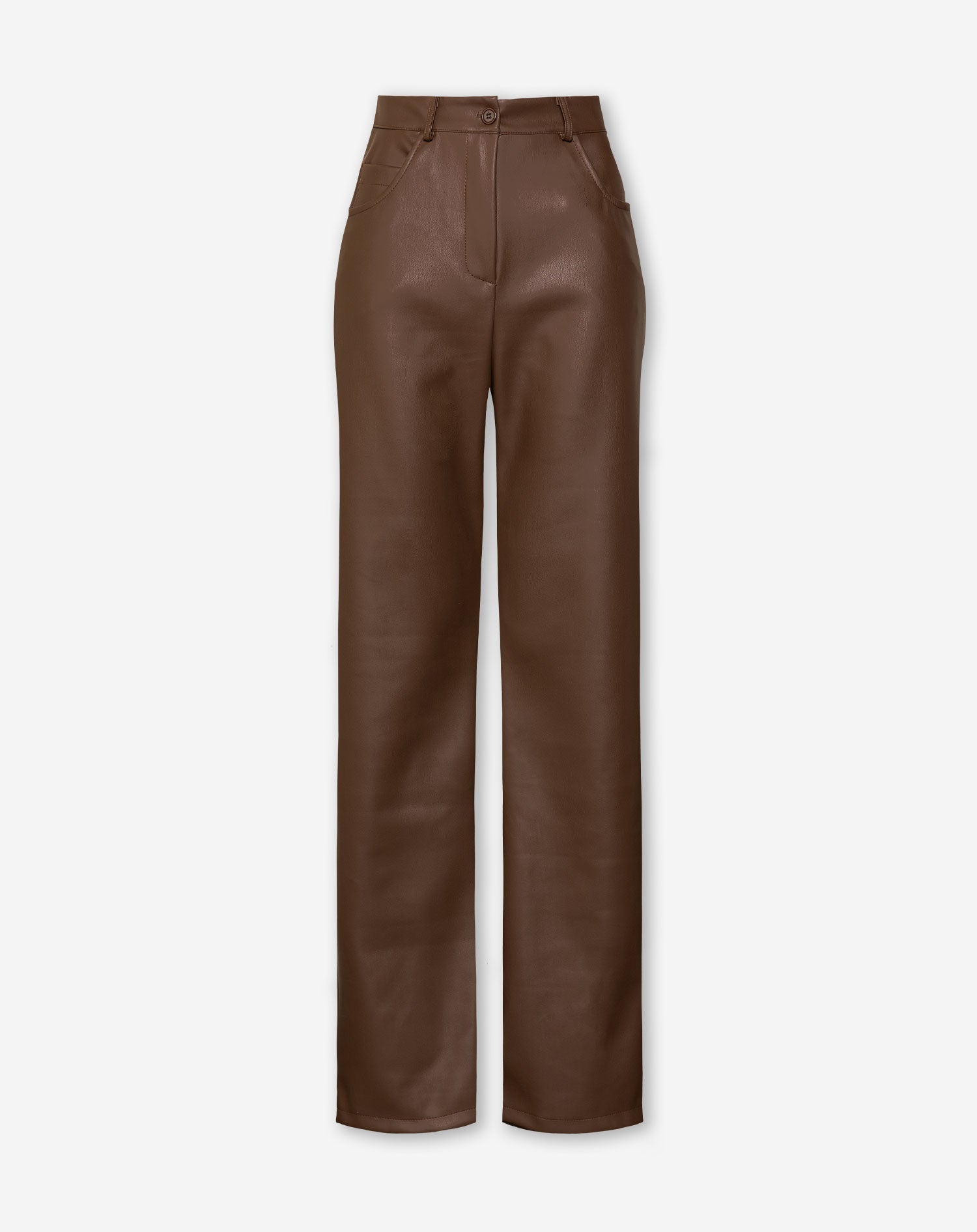 LEATHER STRAIGHT LEG PANTS TALL BRUIN