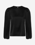 JULIE SATIN PUFF LONG SLEEVE TOP ZWART