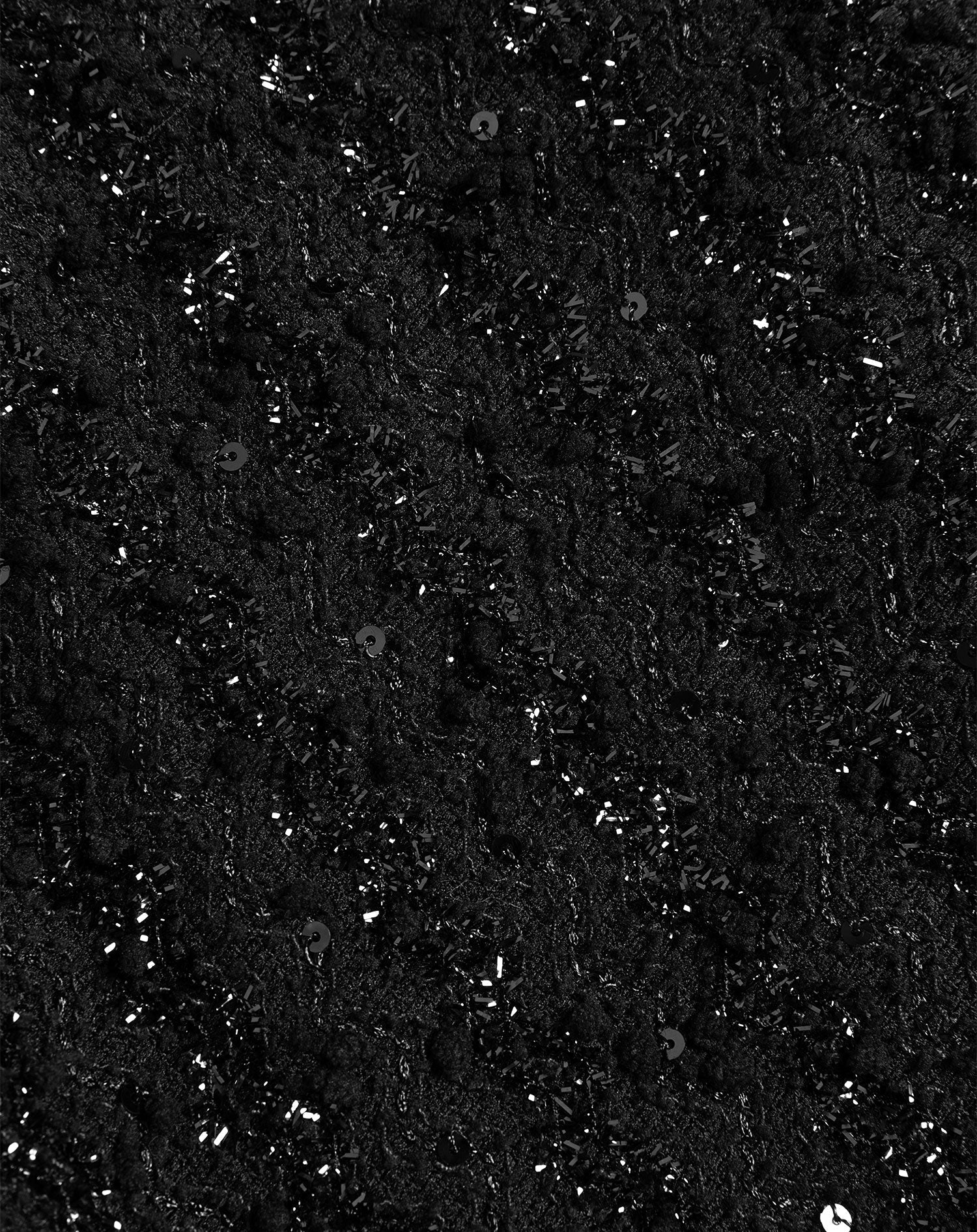 STRETCHY BOUCLE GLITTER HALTER TOP ZWART