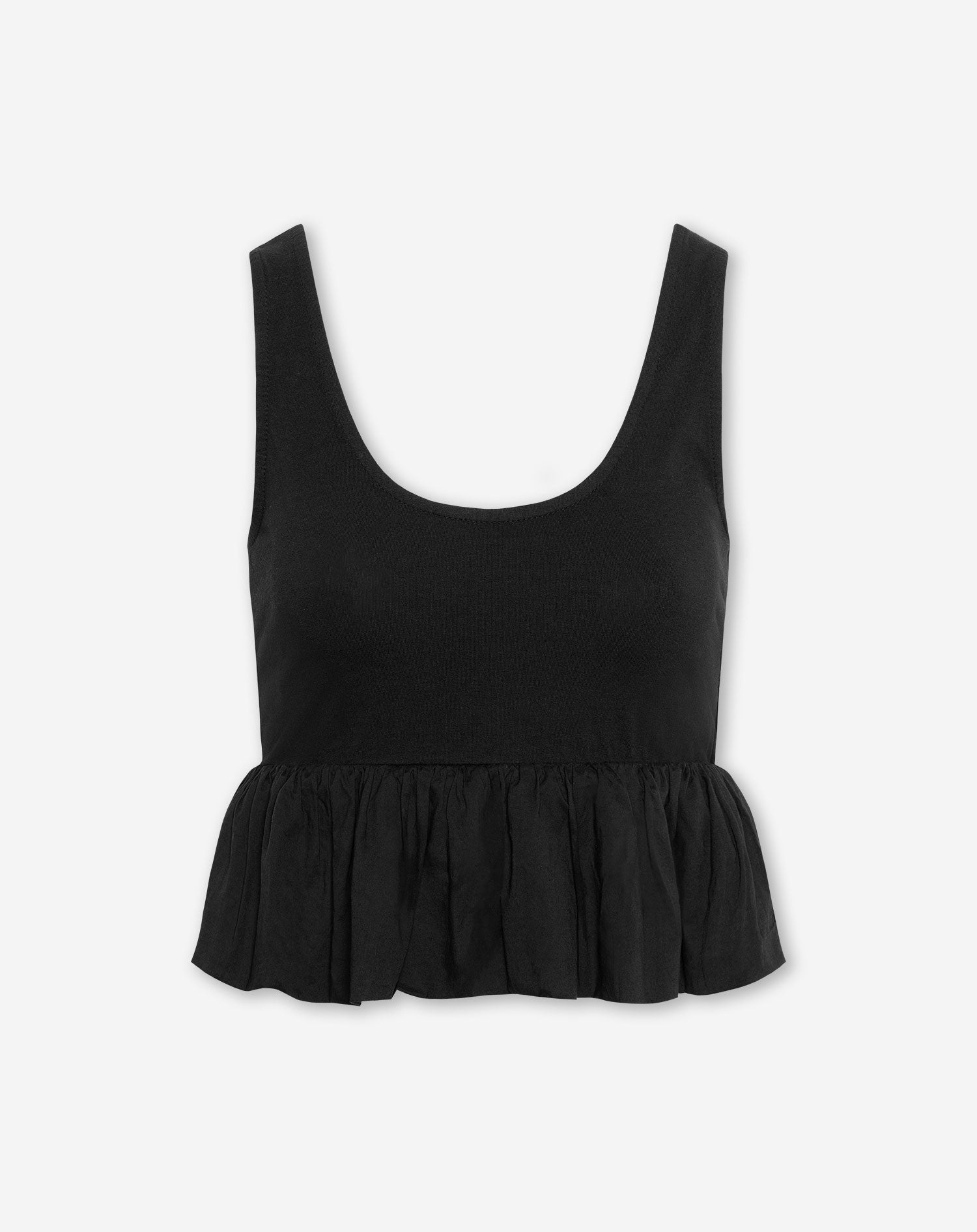 CONTRAST BUBBLE HEM SINGLET ZWART