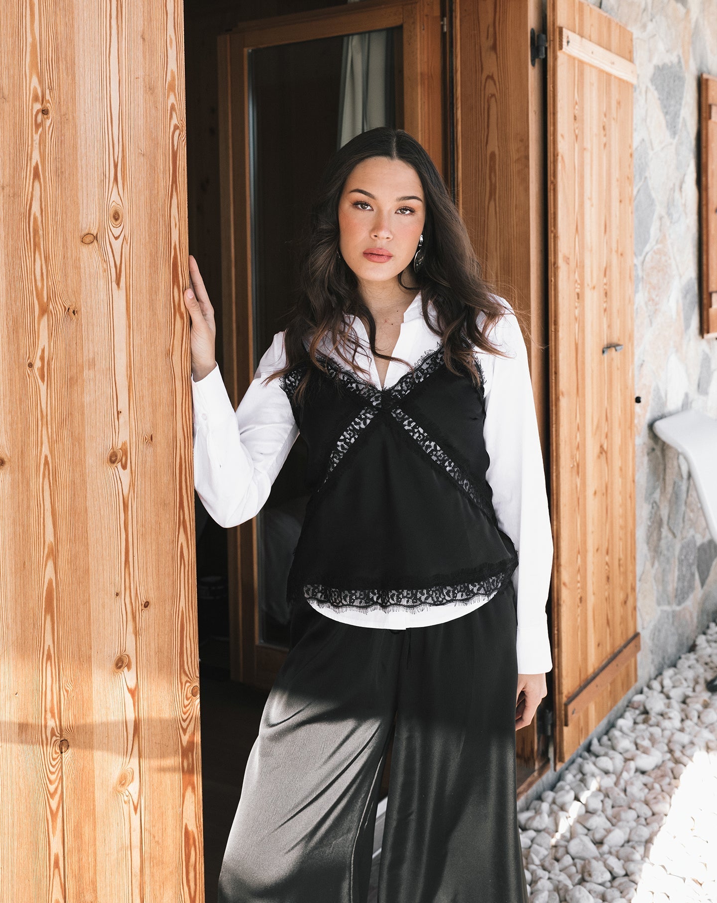 WAISTED POPLIN BLOUSE WIT