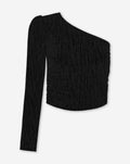 JOANY GLITTER ONE SLEEVE TOP ZWART