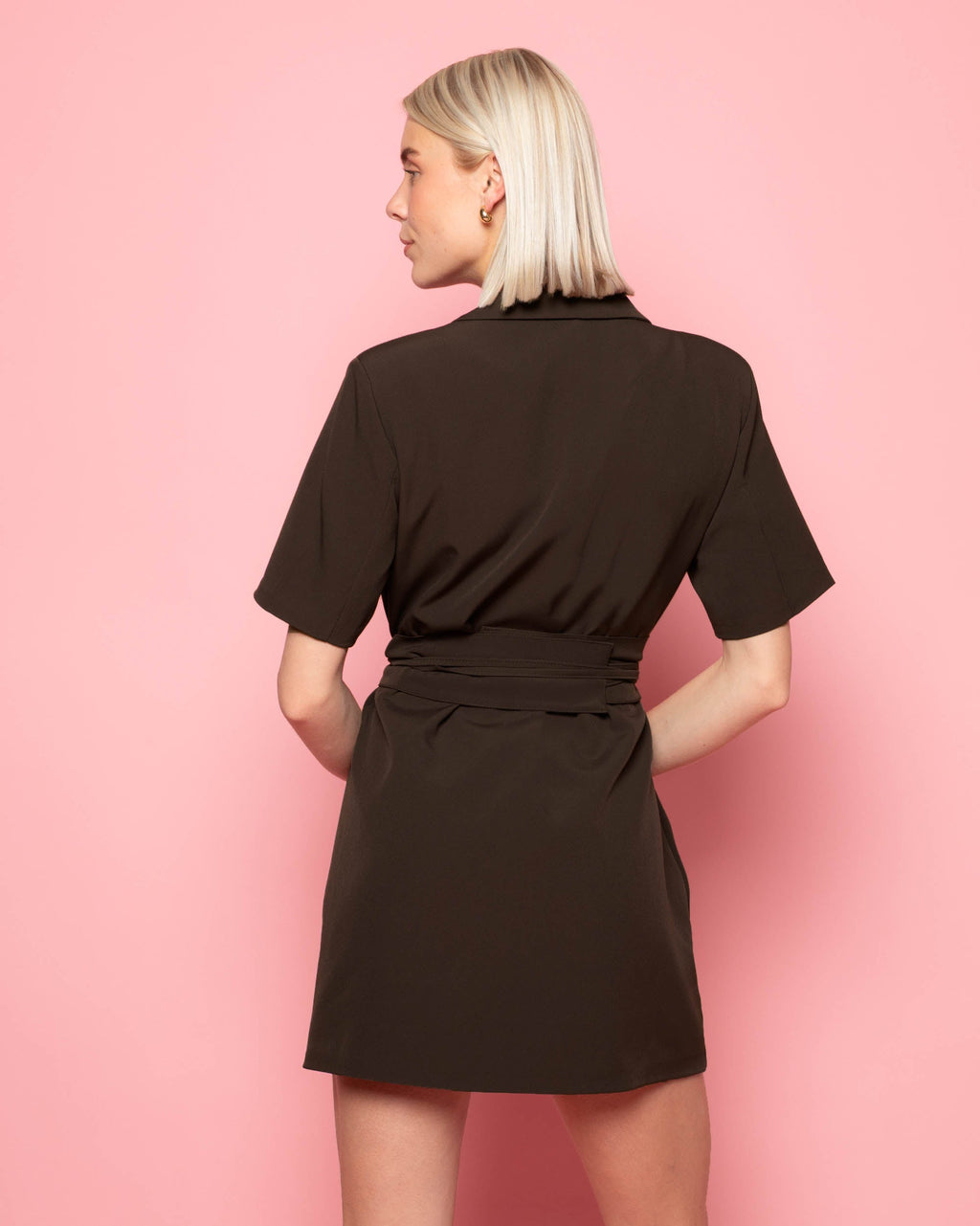 SADIE SHORT SLEEVE BLAZER DRESS BRUIN