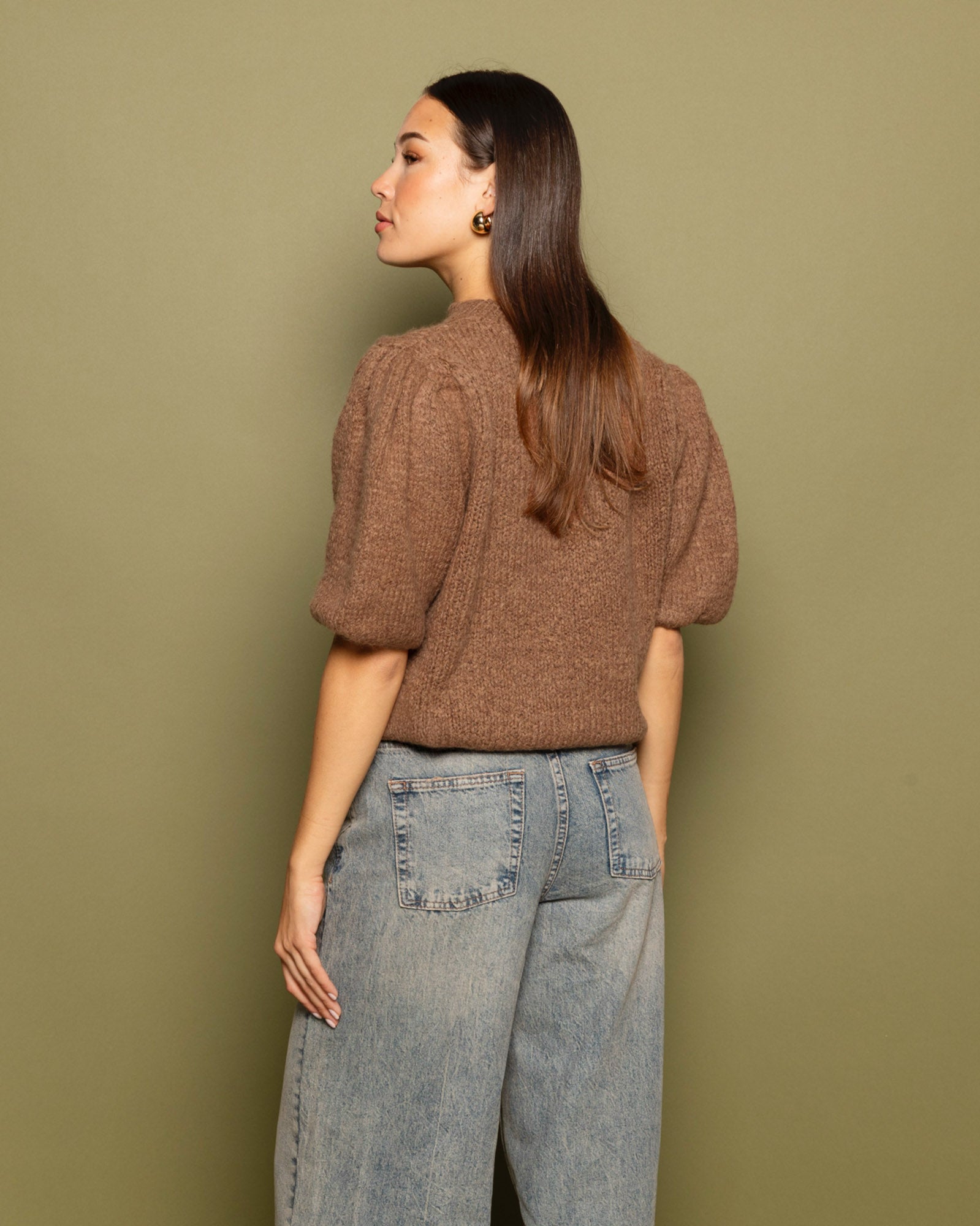 DANI PUFF SLEEVE KNIT LICHTBRUIN