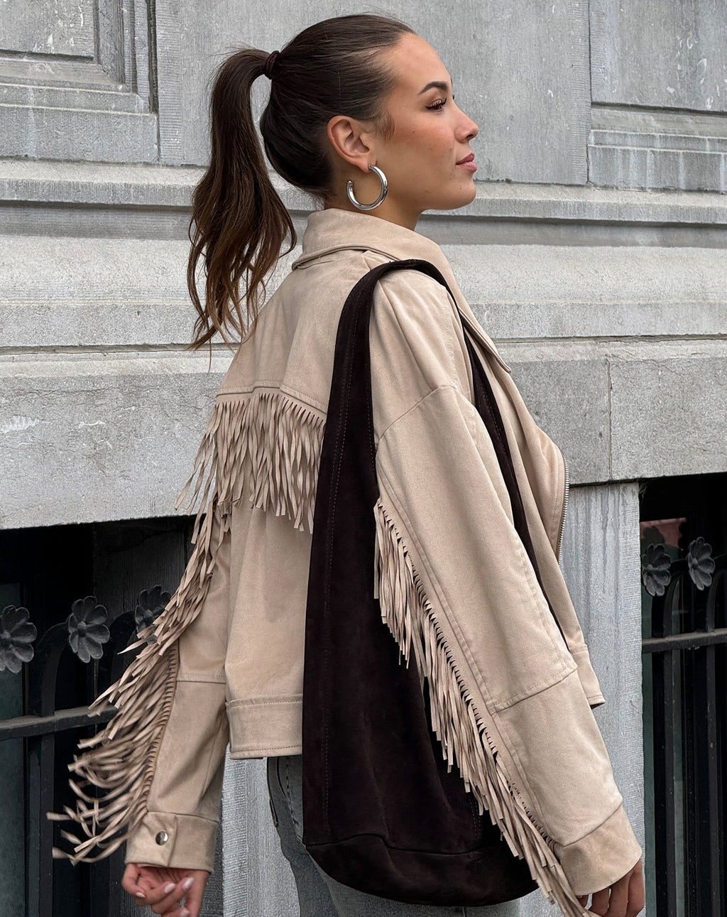 KAYLA SUEDE SHOPPER DONKERBRUIN