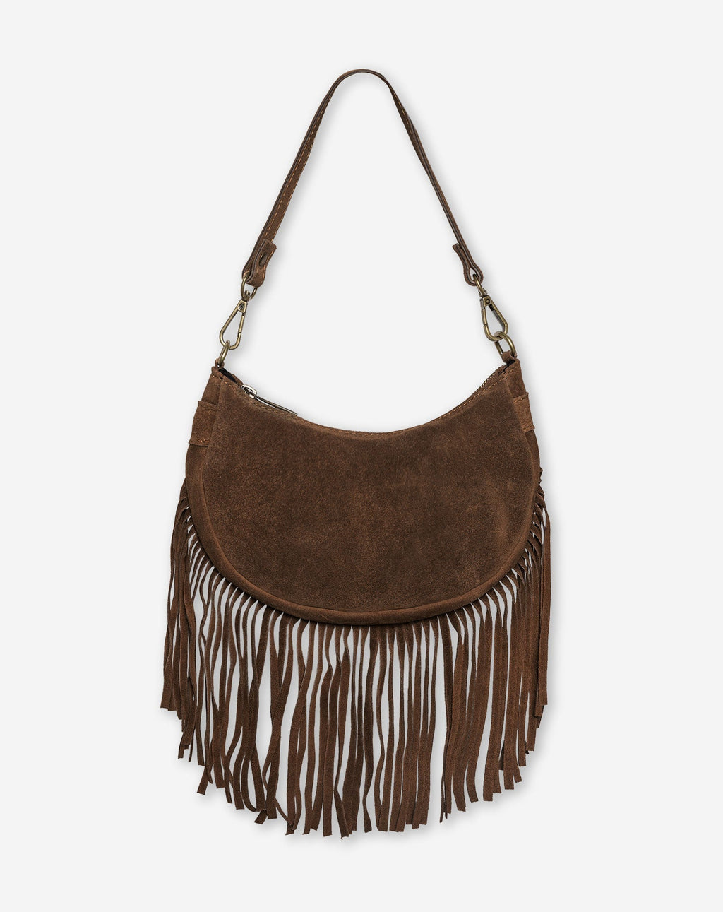 NAOMY FRINGE SUEDE BAG BRUIN