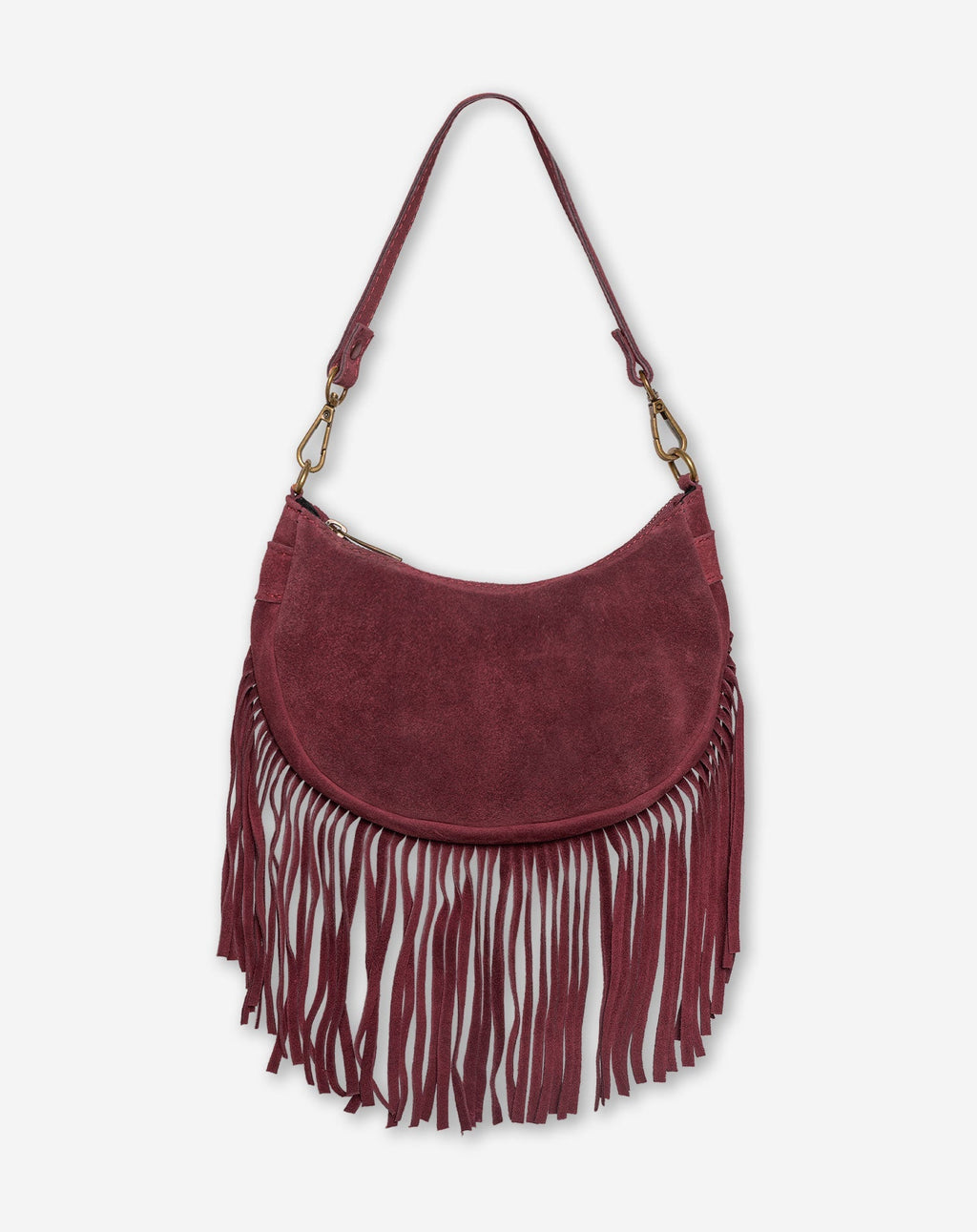 NAOMY FRINGE SUEDE BAG BURGUNDY