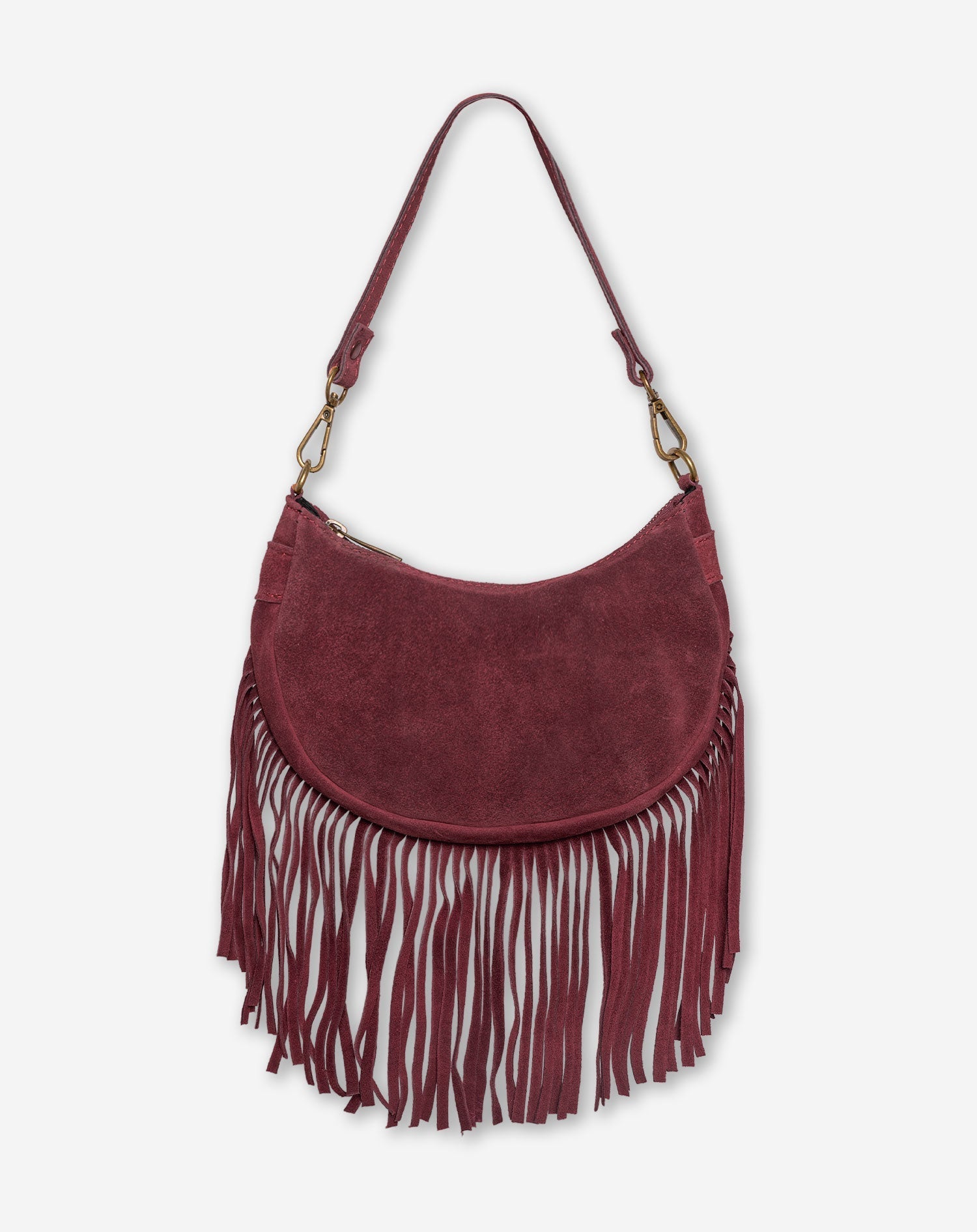 NAOMY FRINGE SUEDE BAG BURGUNDY