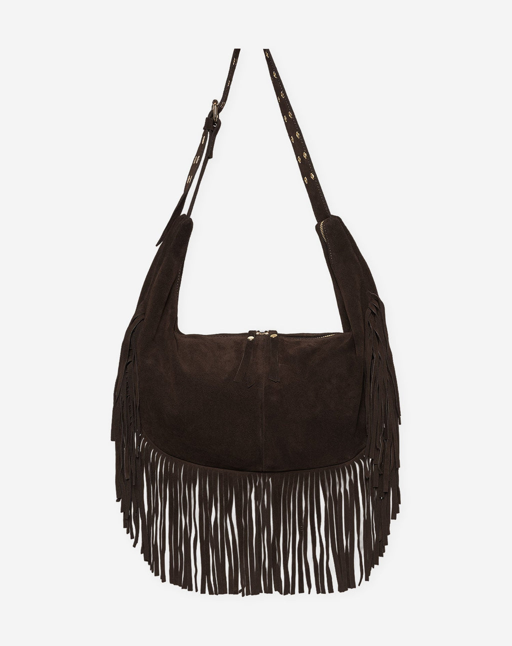 LIVIA FRINGE SUEDE BAG CHOCOLADEBRUIN