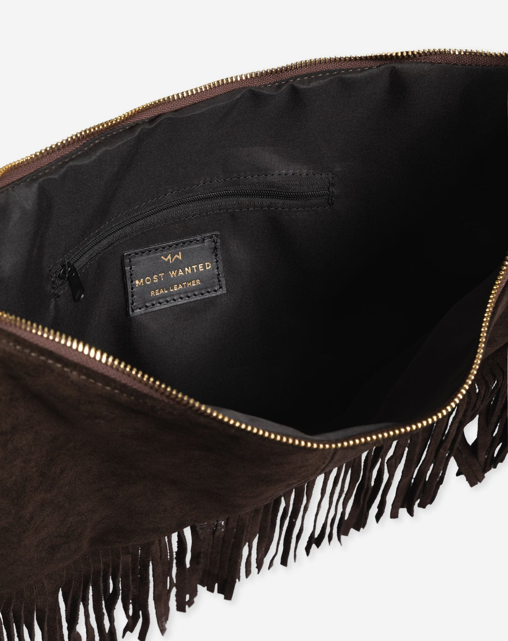 LIVIA FRINGE SUEDE BAG CHOCOLADEBRUIN