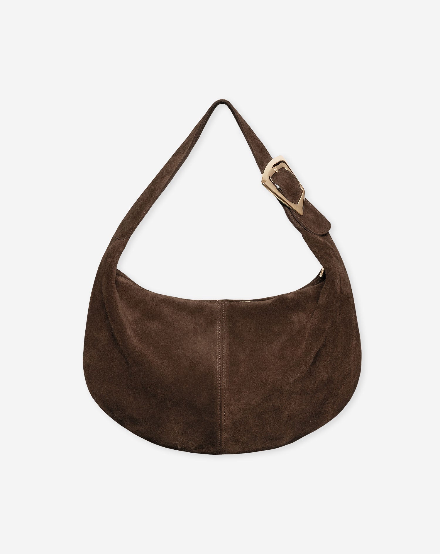 BUCKLE SUEDE SHOULDER BAG BRUIN