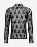 LAUREN SEQUINS MESH TOP ZWART