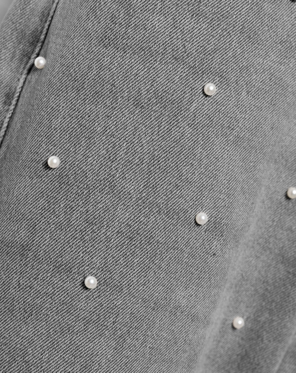 PEARL ALLOVER STRAIGHT LEG JEANS LICHTGRIJS