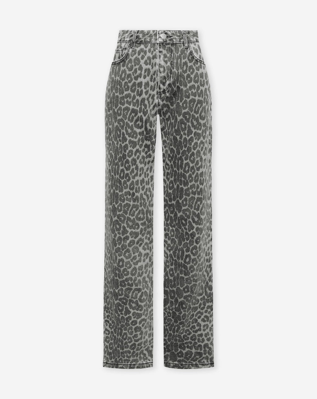 VAQUEROS CON ESTAMPADO DE LEOPARDO GRIS