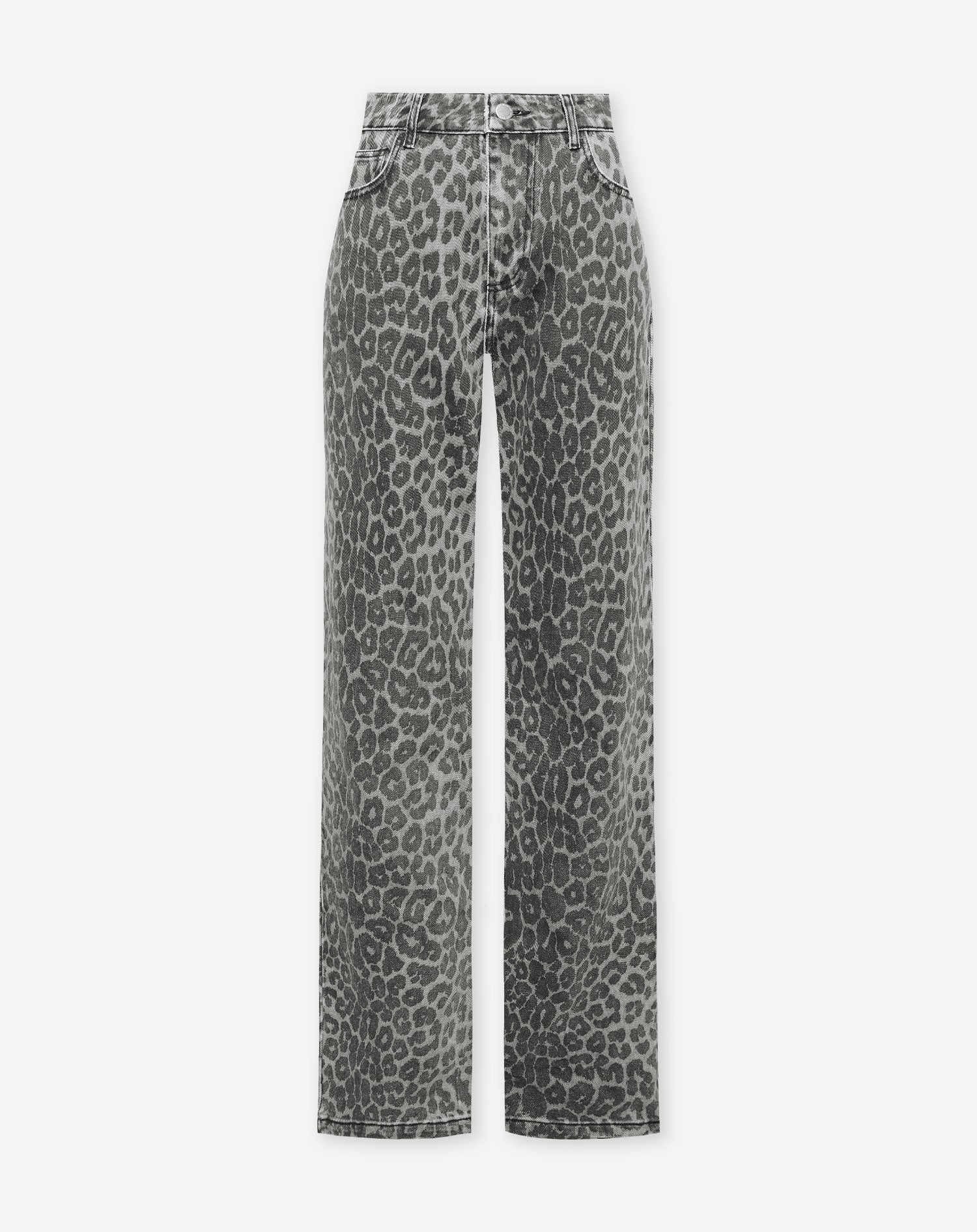 VAQUEROS CON ESTAMPADO DE LEOPARDO GRIS