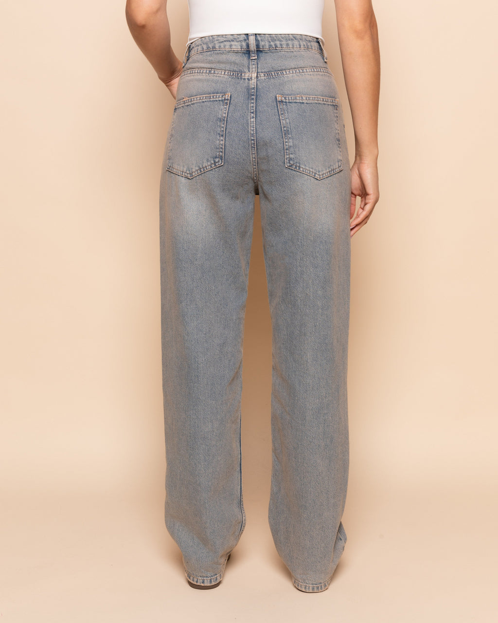 DENIM STRAIGHT LEG JEANS VINTAGE BLAUW