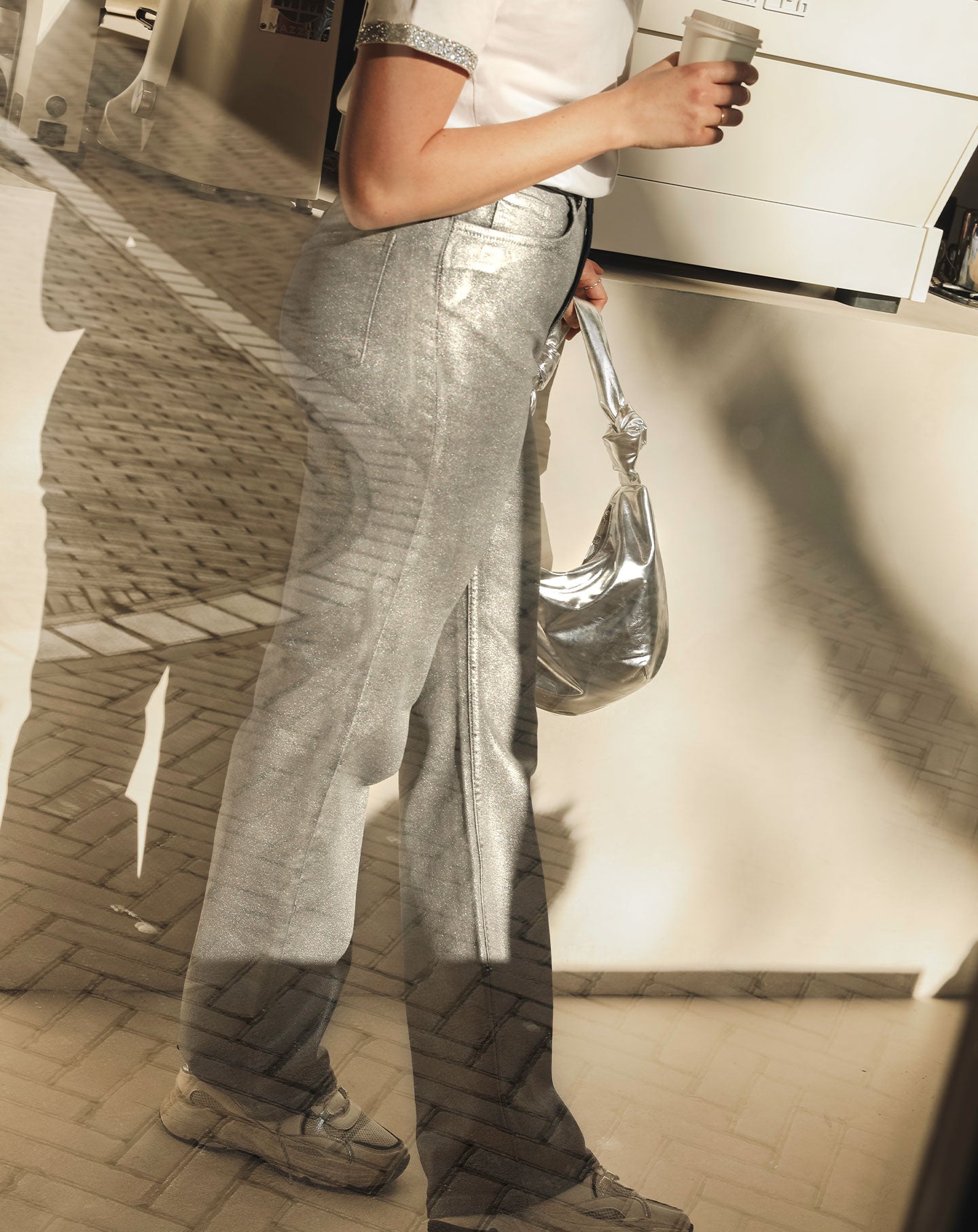 METALIC BOOTCUT JEANS GRIS