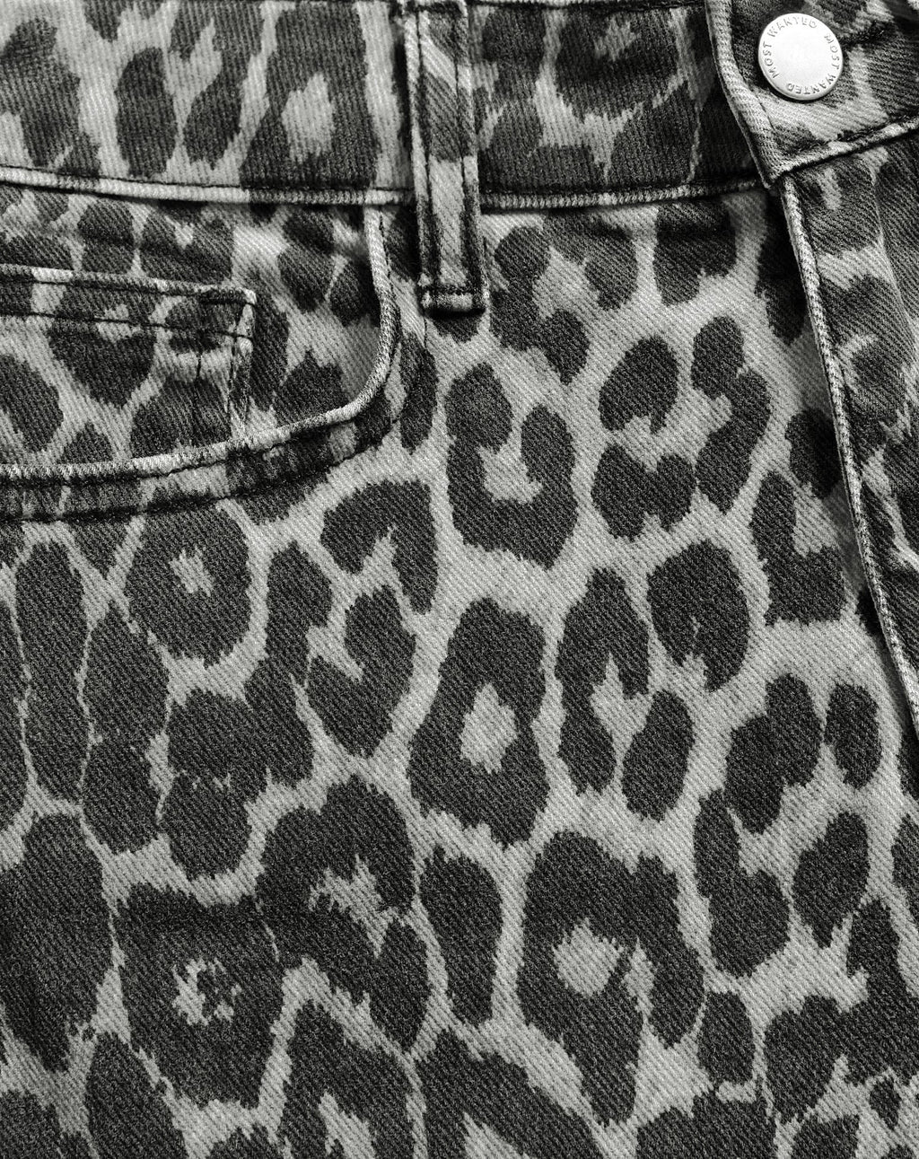 LEOPARD ALLOVER DENIM SKIRT GRIJS