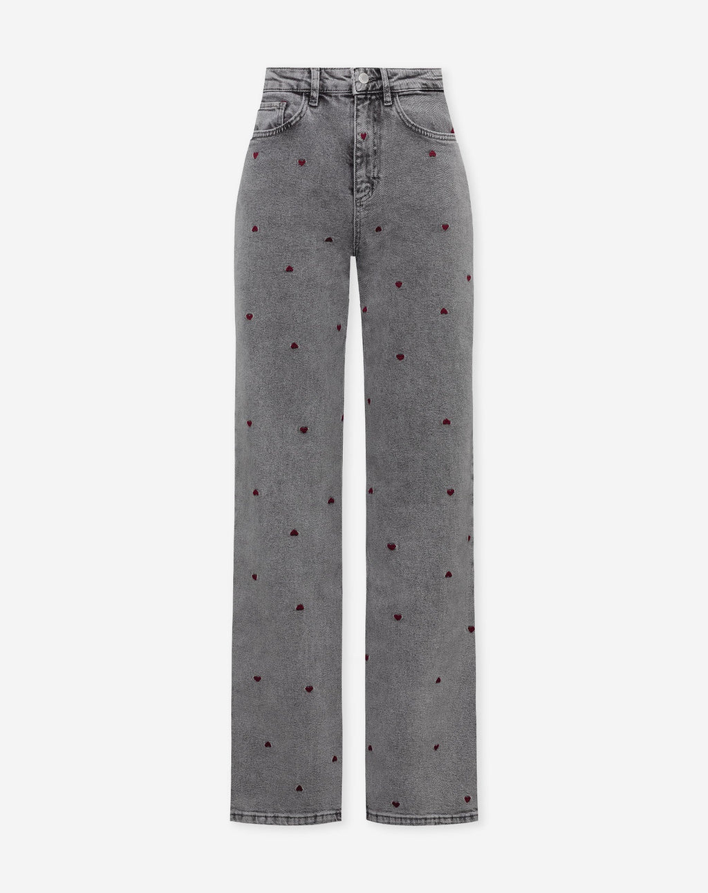 HEART BOOTCUT JEANS GRIJS BURGUNDY