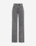 HEART BOOTCUT JEANS GRIJS BURGUNDY