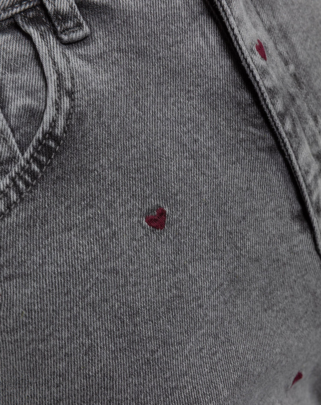 HEART BOOTCUT JEANS GRIJS BURGUNDY