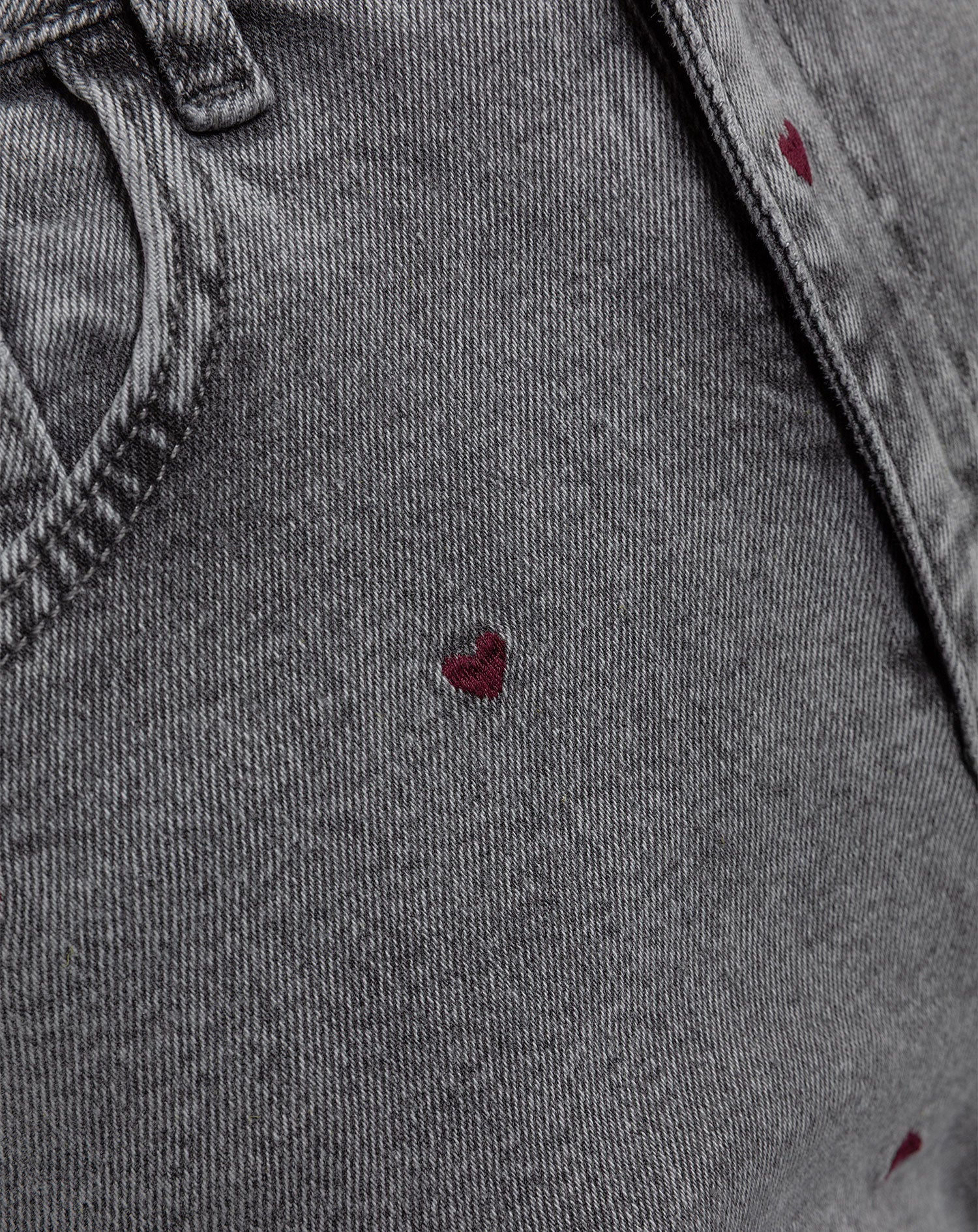 HEART BOOTCUT JEANS GRIJS BURGUNDY