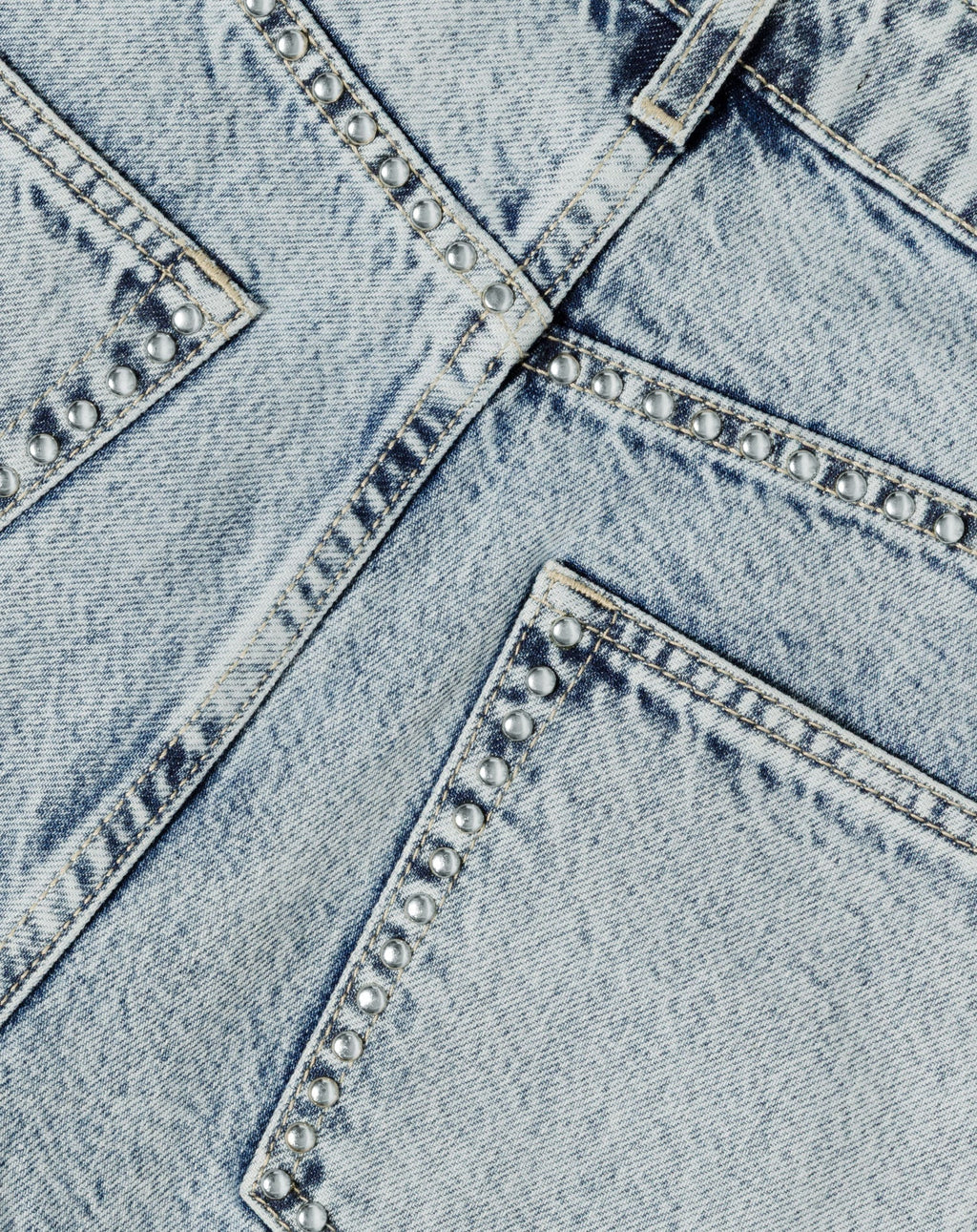 STUD WIDE LEG JEANS LICHTBLAUW