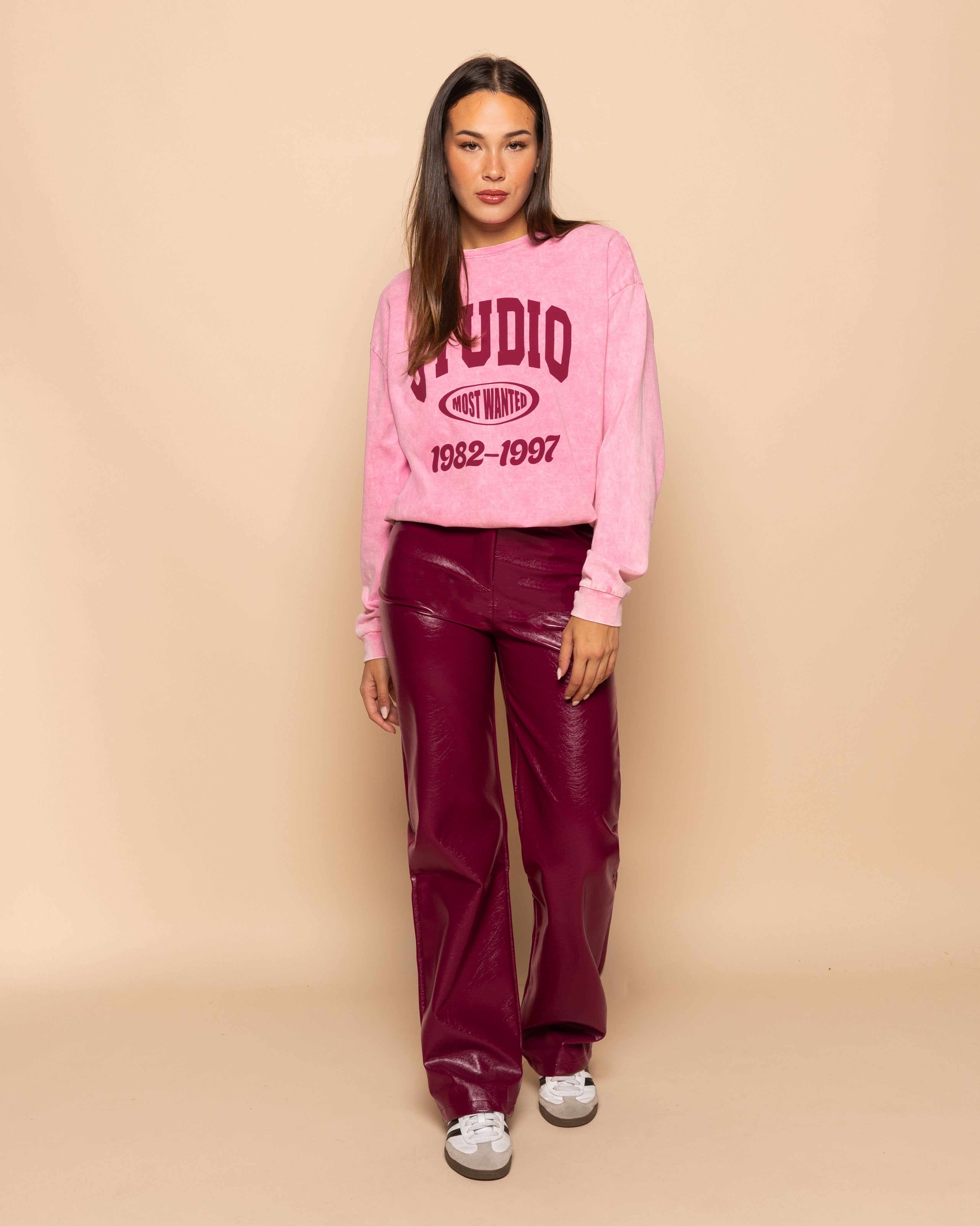 LIQUID LEATHER STRAIGHT LEG PANTS TALL BURGUNDY