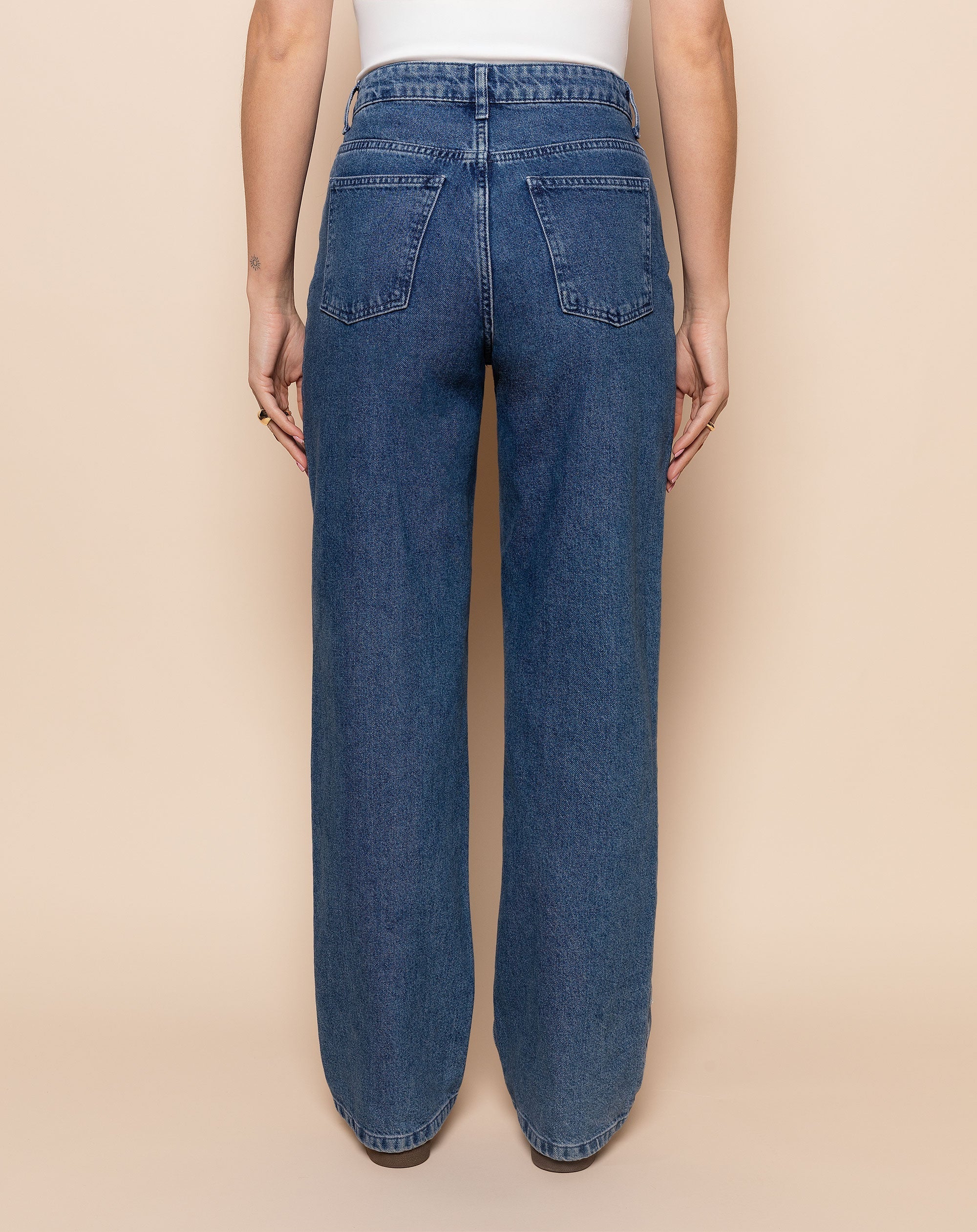 PEARL MIX STRAIGHT LEG JEANS BLAUW