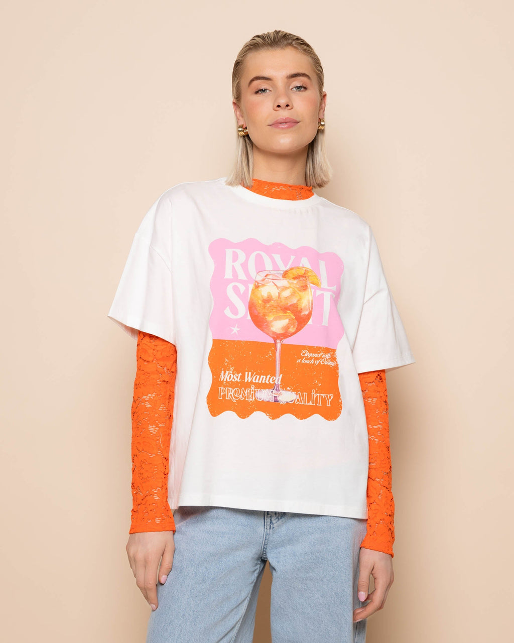 FLOWER LACE TOP ORANJE