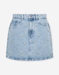 SHELL STUD DENIM SKIRT LICHTBLAUW