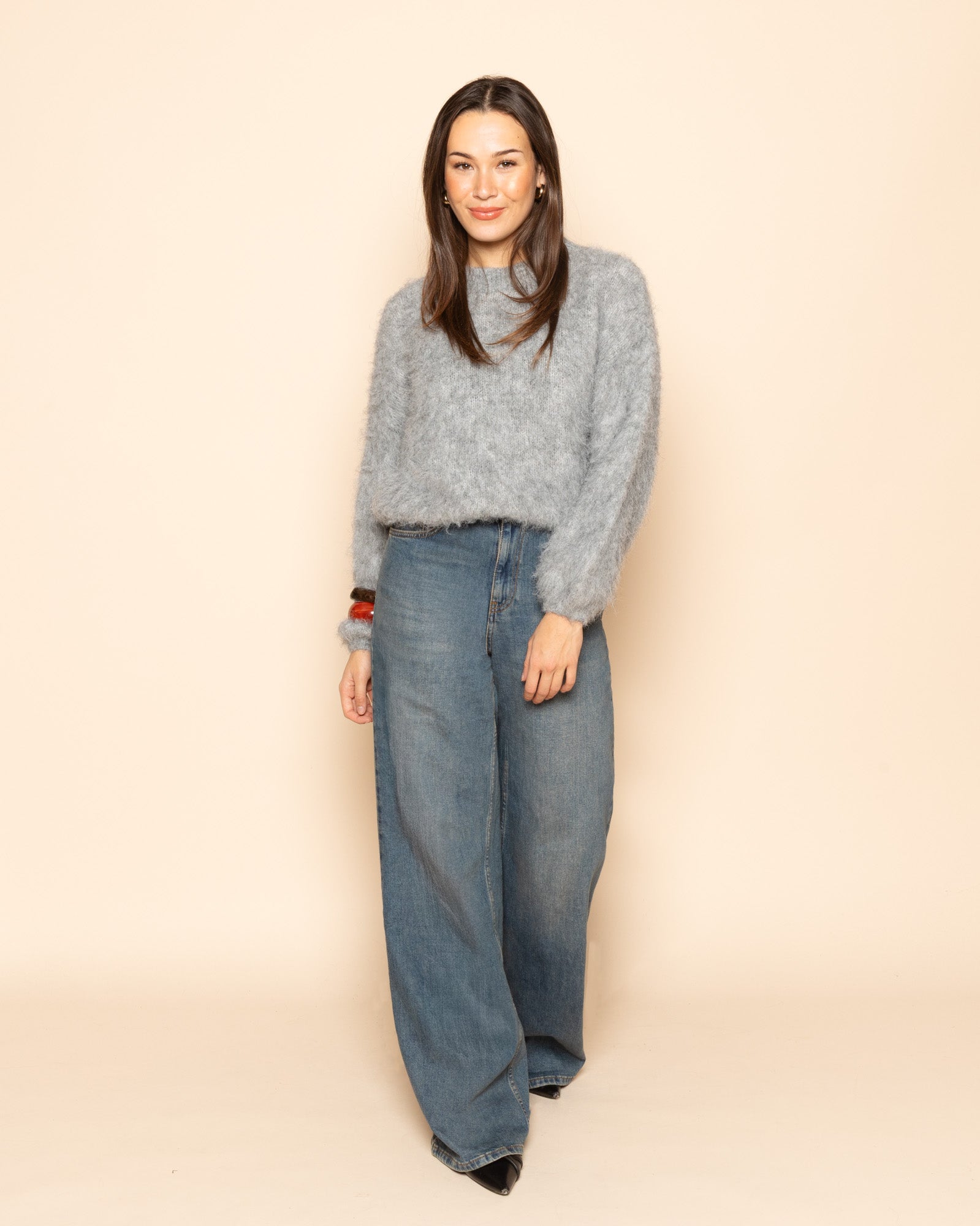 COMFORT WIDE LEG JEANS VINTAGE BLAUW