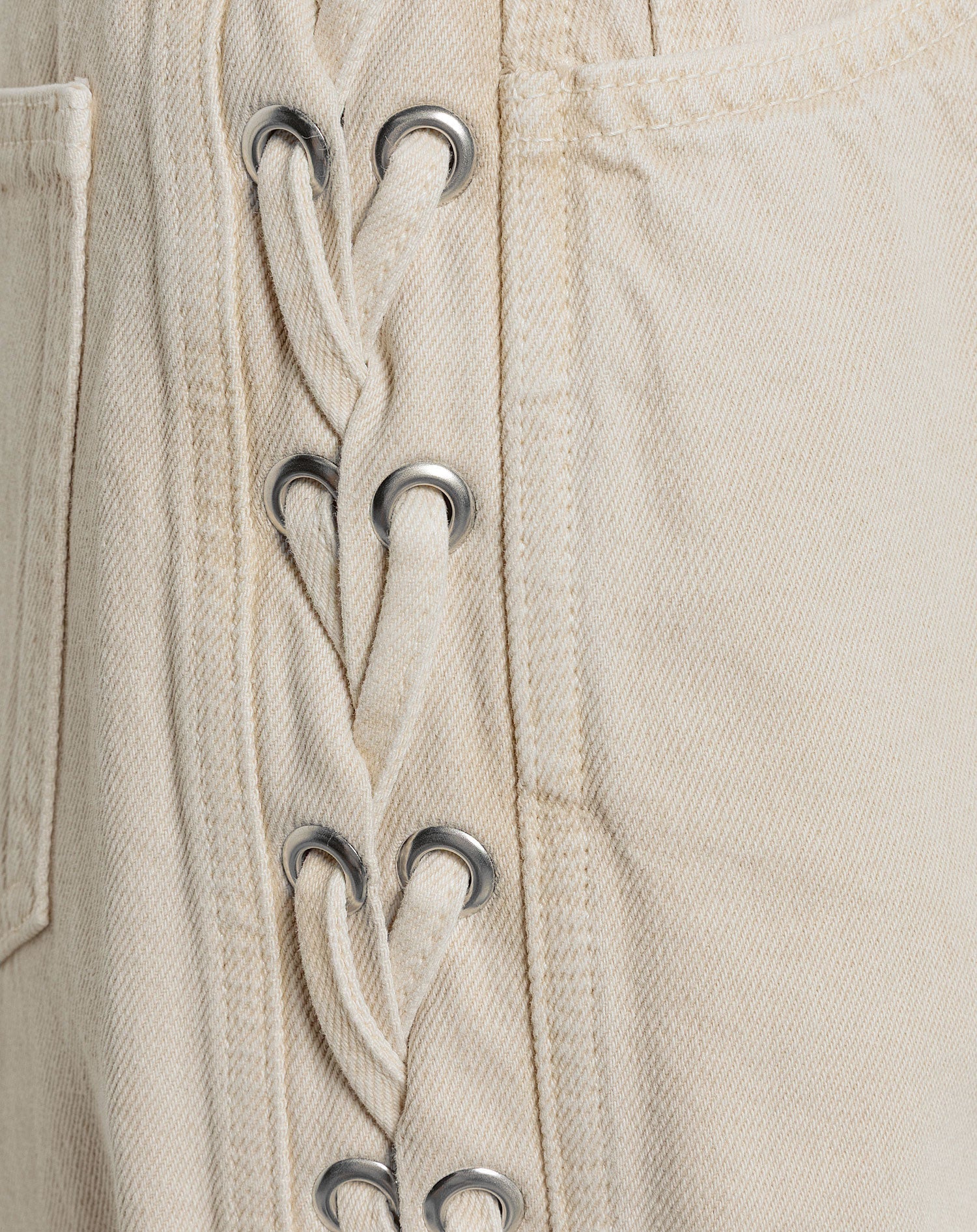 SIDE LACE UP JEANS BEIGE