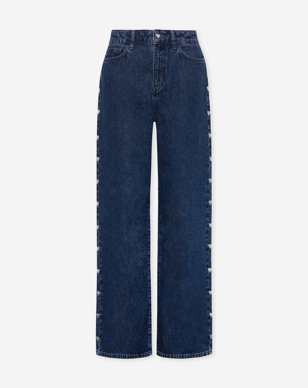 STUD HEART WIDE LEG JEANS DONKERBLAUW