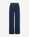 STUD HEART WIDE LEG JEANS DONKERBLAUW
