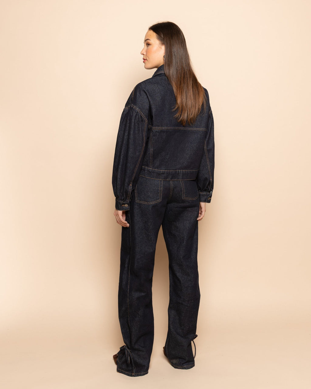 BOW STRAIGHT LEG JEANS DONKERBLAUW