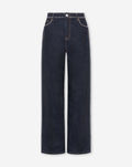 LIA STUD WIDE LEG JEANS DONKERBLAUW