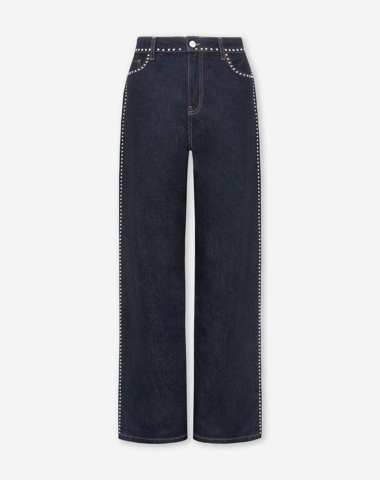 LIA STUD WIDE LEG JEANS DONKERBLAUW