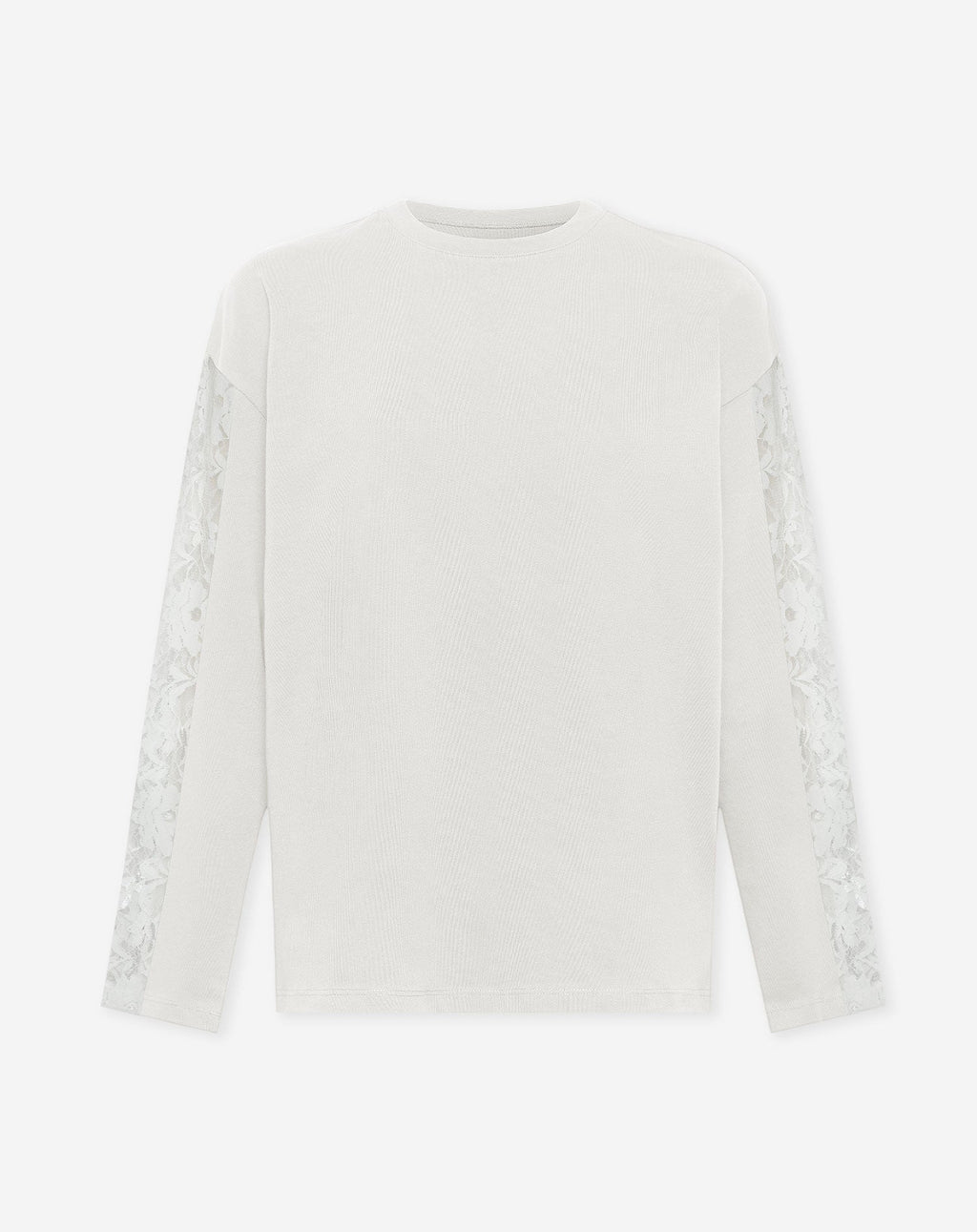 LACE INSERT LONG SLEEVE TEE CRÈME