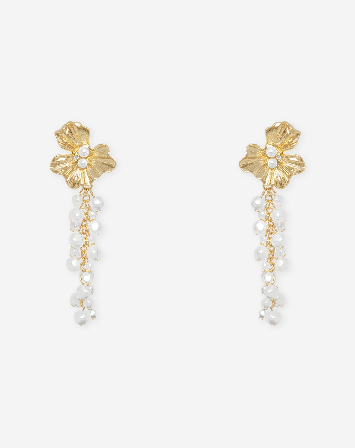FLOWER PEARL DROP EARRINGS