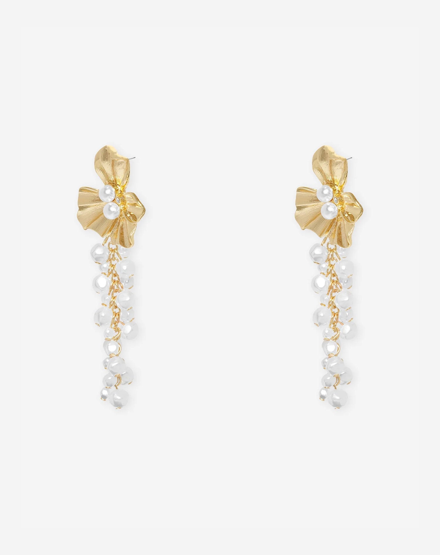 FLOWER PEARL DROP EARRINGS